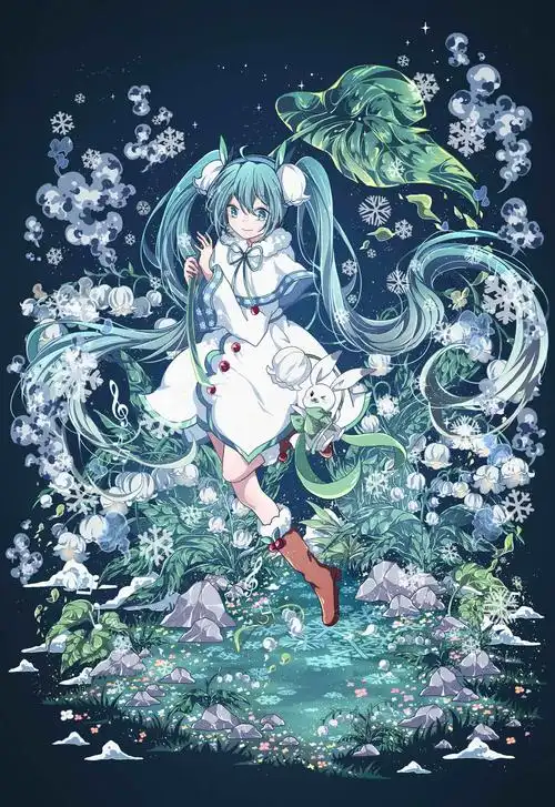 vocaloid 初音未来 雪未来2015 绘师:アズレ-aoi-(pixiv id=5182918)
