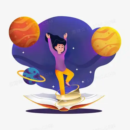 手绘卡通穿越知识的时光门免抠素材