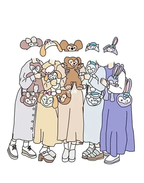 无水印抠图素材迪士尼风闺蜜五人