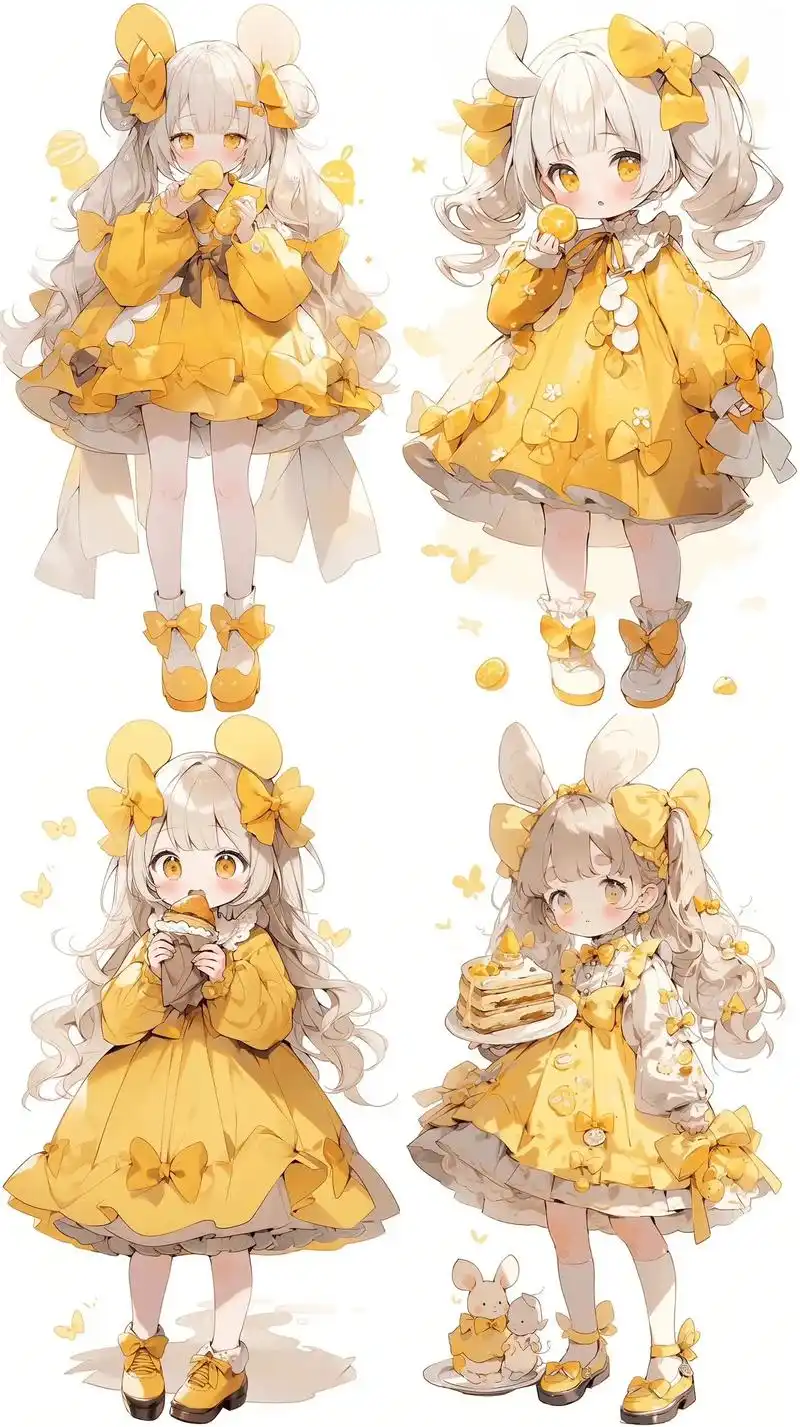 ai绘画q版萝莉/可爱壁纸头像黄色裙子.可爱的小女孩,黄色单 - 抖音