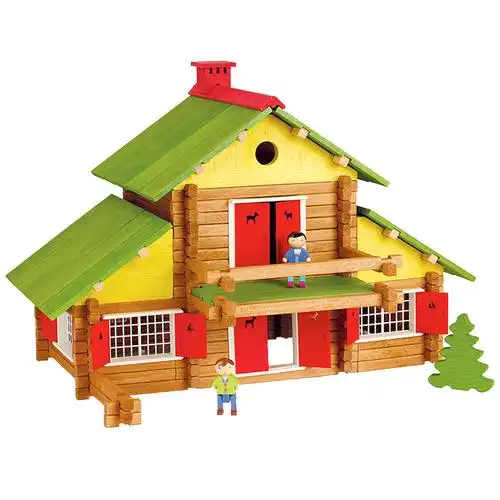 法国jeujura经典积木小屋拼插结构房子盖房益智建筑欧洲