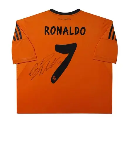 【权威提供】c罗亲笔签名 13-14赛季皇马橙色客场球衣 裱框版