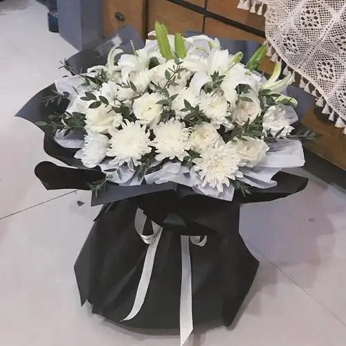 湖南花束葬礼祭奠扫墓长沙同城鲜花速递菊花袁爷爷鲜花速递同城