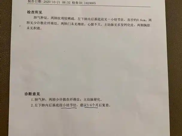 6cm结节,中药治疗5个月复查ct肺结节基本吸收了