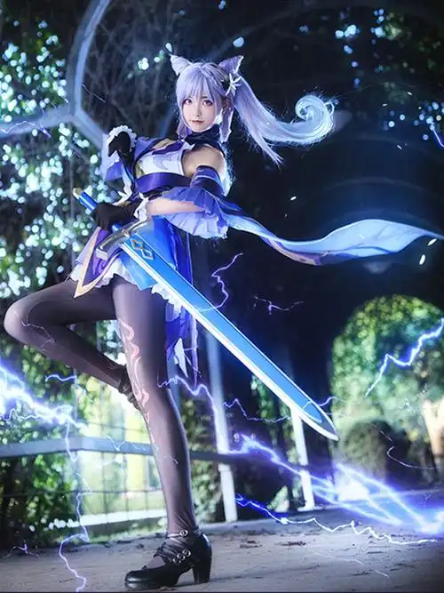 刻晴丝袜lolita洛丽塔动漫游戏cosplay少女连裤袜甘雨黑