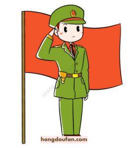 向国旗敬礼英姿飒爽的敬礼的军人简笔画大全